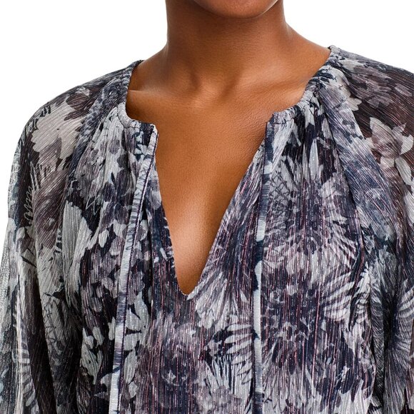 395$ Ramy Brook Twilight Aaliyah Metallic Tiered Mini Dress Size S Dove Gray - Picture 4 of 4